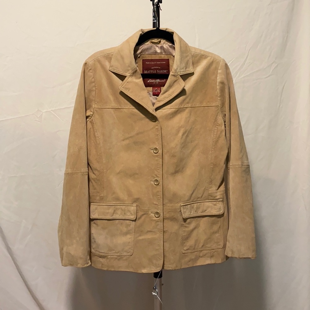 Women’s Edie Bauer Seattle Suede Jacket Tan Sz L